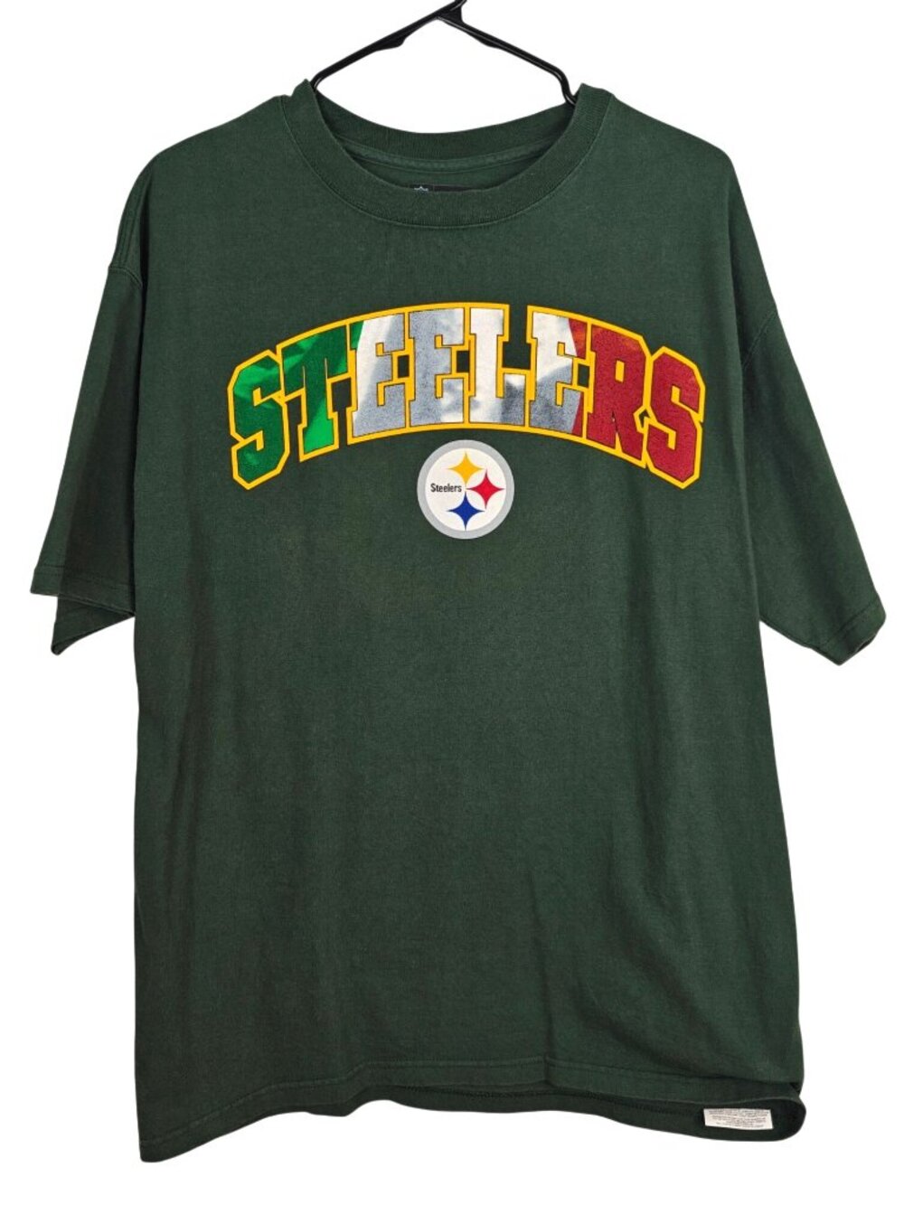 NFL Pittsburgh Steelers Green T-Shirt Italian Colors Cotton Size L Andiamo